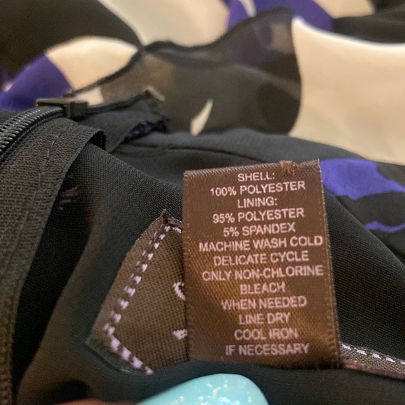 Trulli flowing black and purple ruffle trim flirty feminine coquette dress - Picture 6 of 16